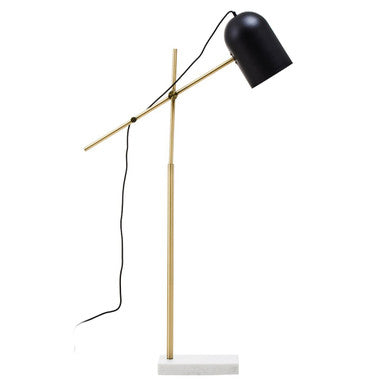 Black and Brass Finish Floor Lamp with Marble Base | Equipoise
