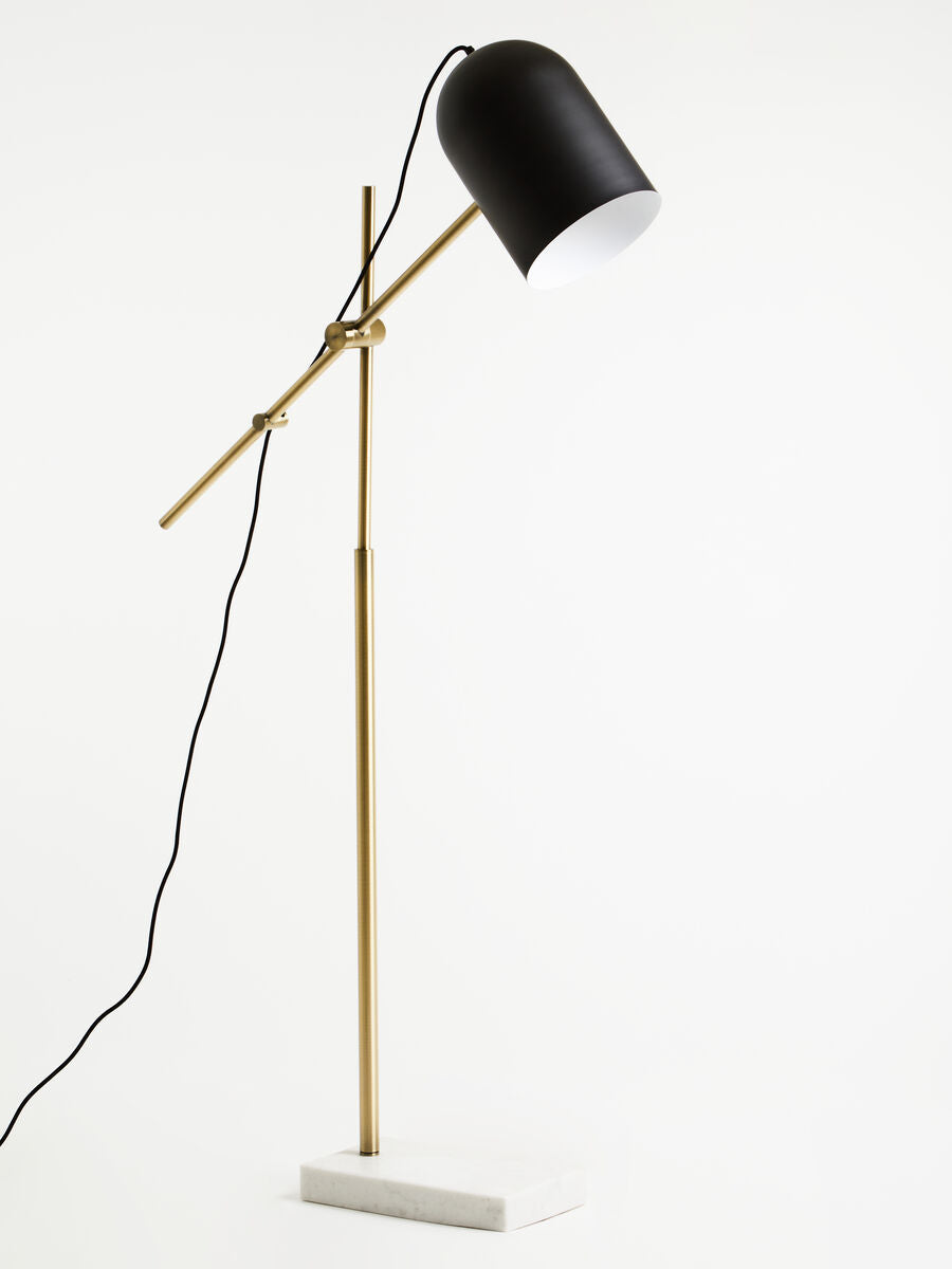 Black and Brass Finish Floor Lamp with Marble Base | Equipoise