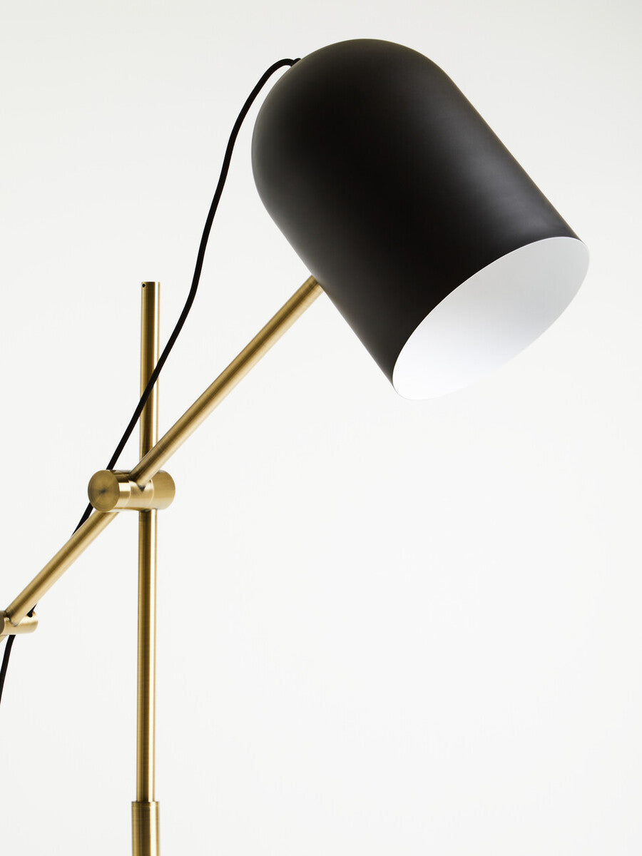 Black and Brass Finish Floor Lamp with Marble Base | Equipoise