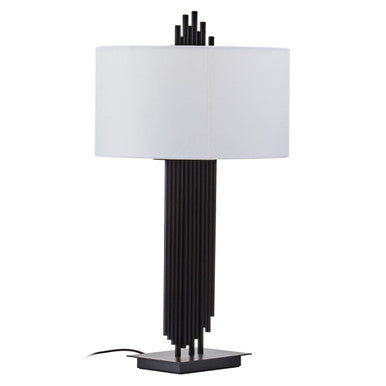Black Table Lamp with White Linen Shade | Impero