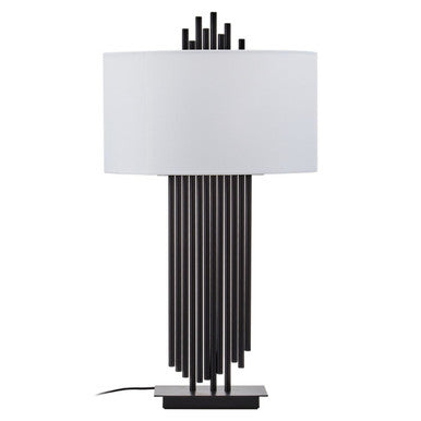 Black Table Lamp with White Linen Shade | Impero
