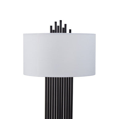 Black Table Lamp with White Linen Shade | Impero