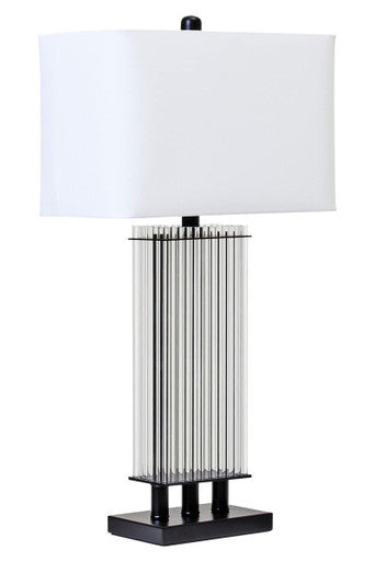 Clear Glass Table Lamp with Matte Black Base | Elana