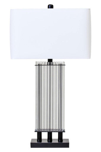 Clear Glass Table Lamp with Matte Black Base | Elana