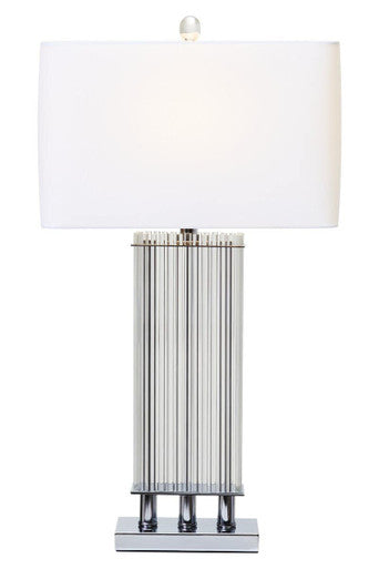 Clear Glass Table Lamp with Matte Silver Base | Elana