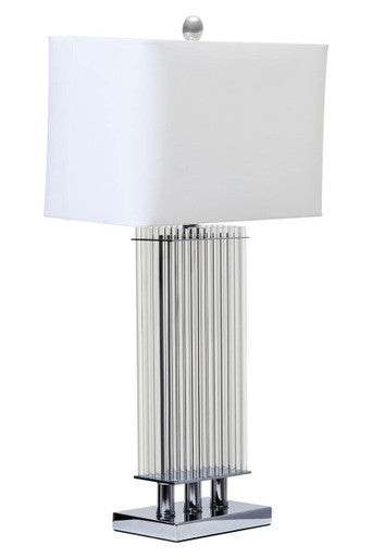 Clear Glass Table Lamp with Matte Silver Base | Elana
