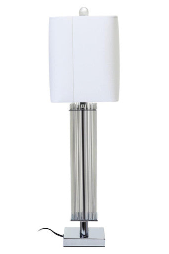 Clear Glass Table Lamp with Matte Silver Base | Elana