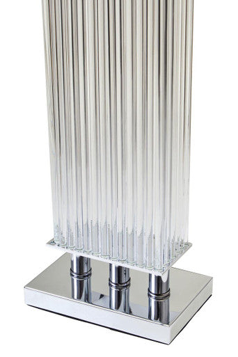 Clear Glass Table Lamp with Matte Silver Base | Elana