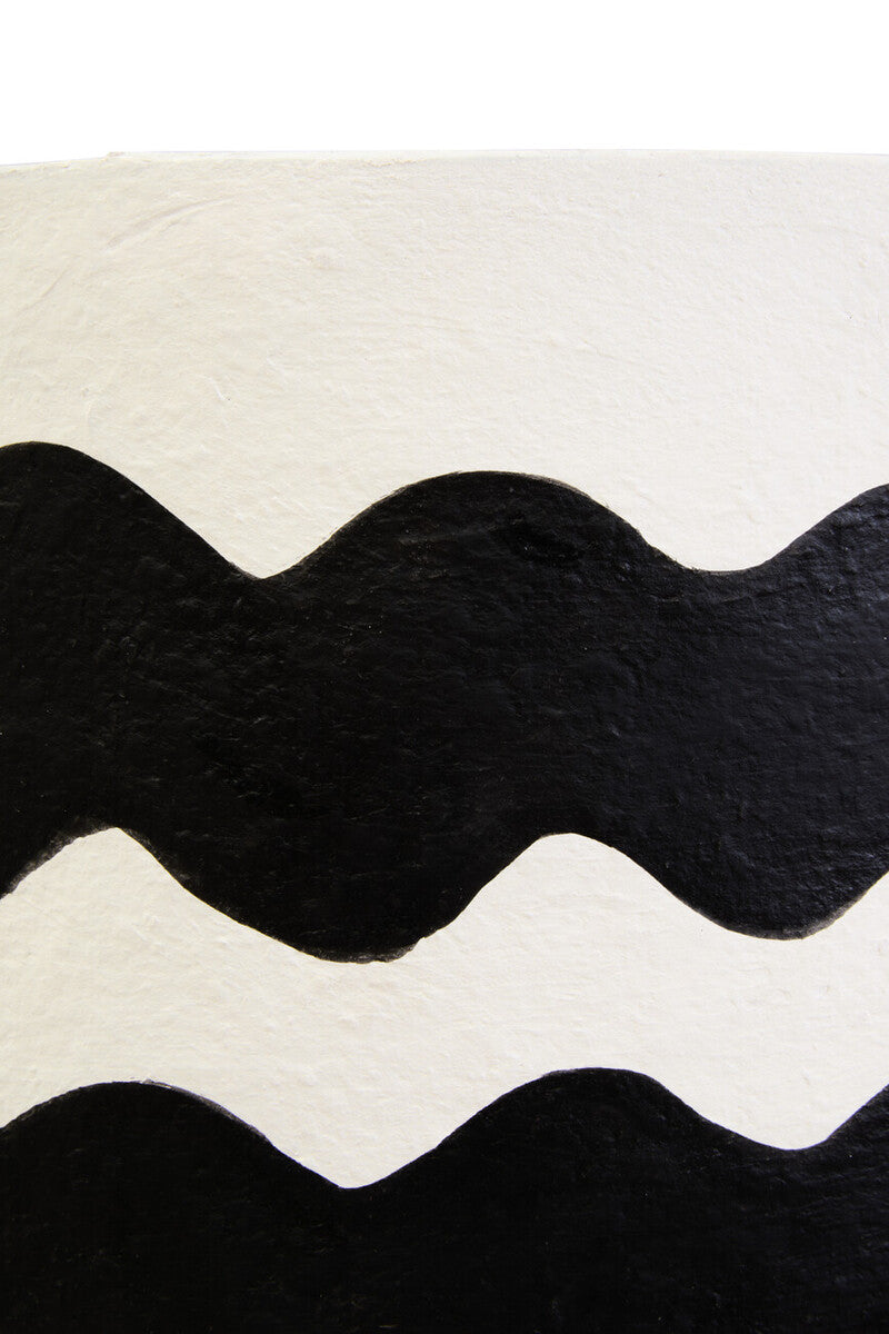 Black and White Curved Stripe Papier Mache Table Lamp | Carta