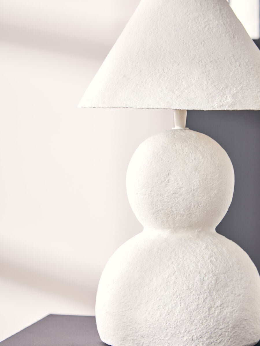 White Papier Mache Table Lamp | Carta