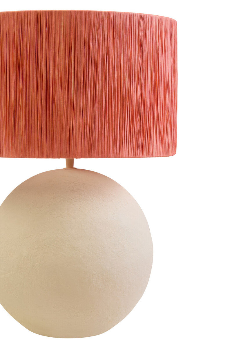 Natural Papier Mache Table Lamp with Rust Raffia Shade | Carta