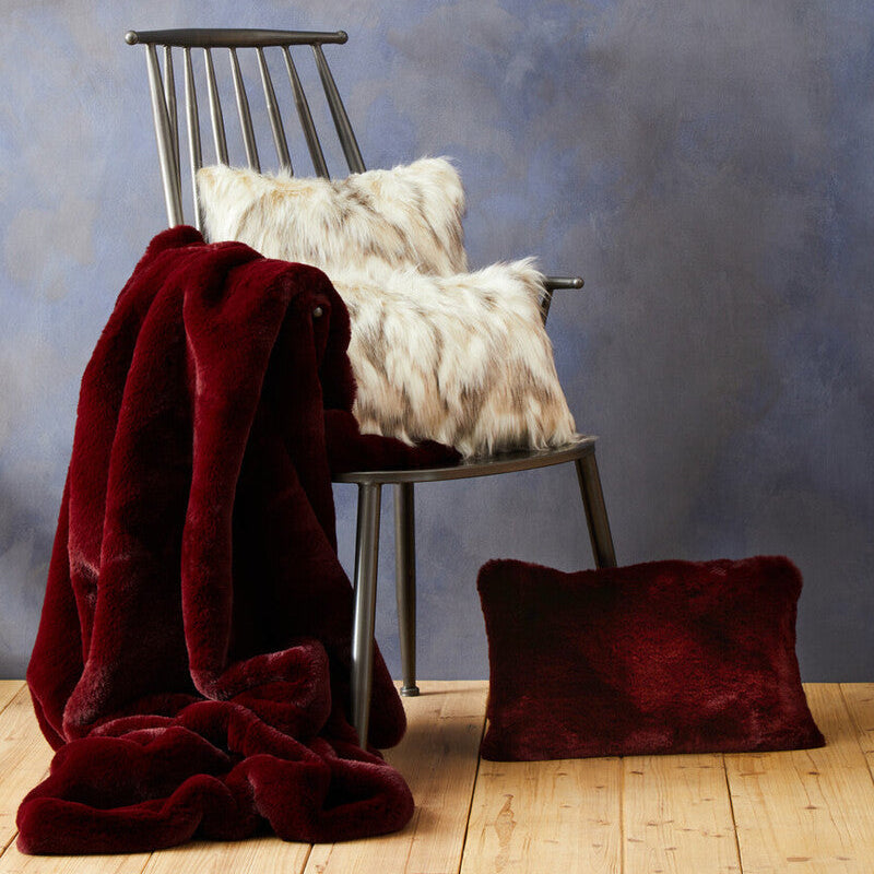 Bosie Red Wine Faux Fur Throw | Lamina