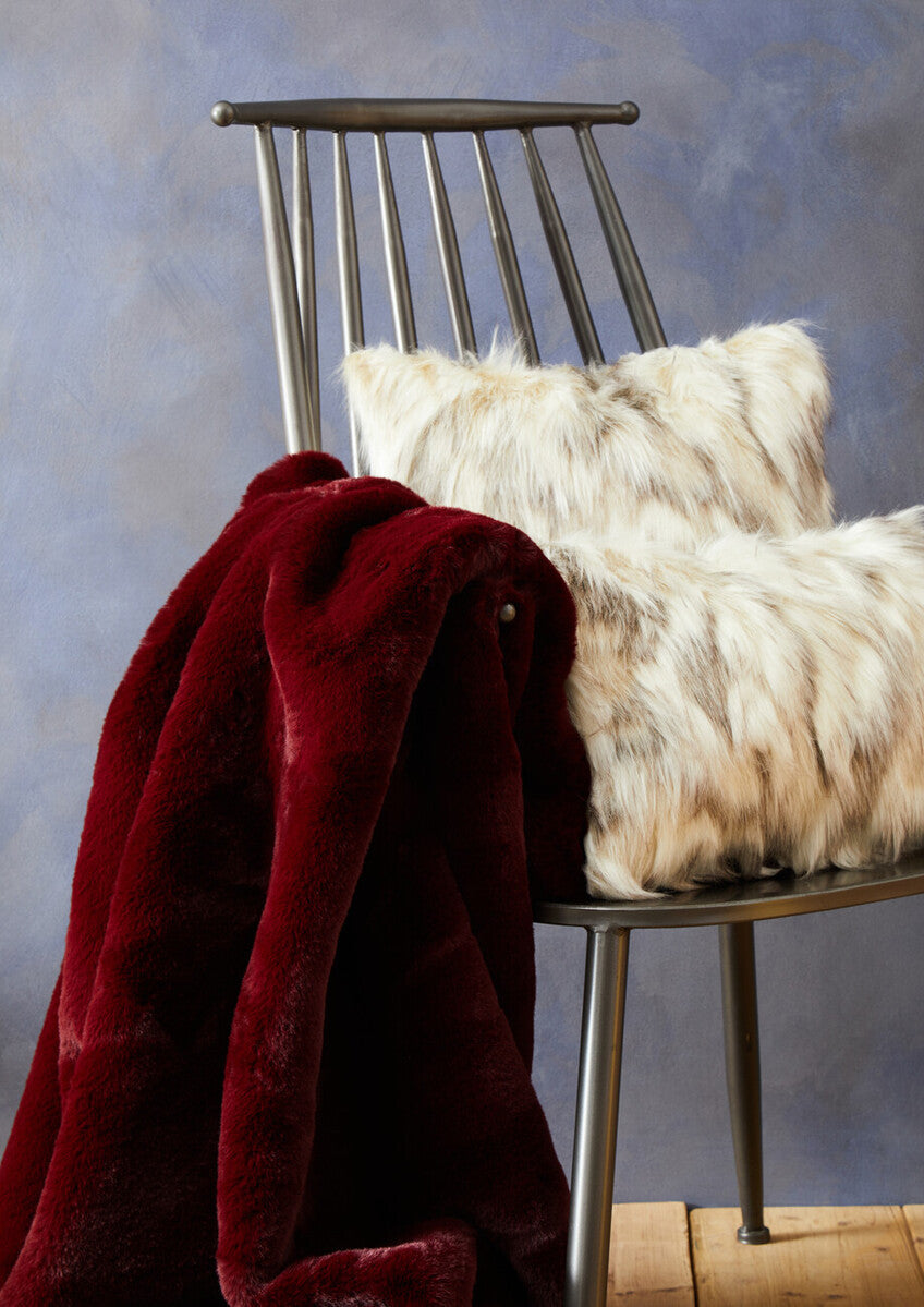 Bosie Red Wine Faux Fur Throw | Lamina
