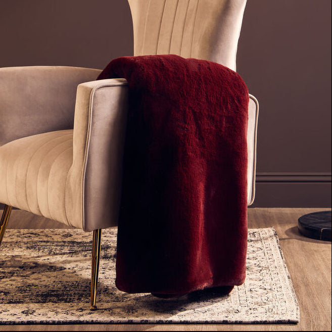 Bosie Red Wine Faux Fur Throw | Lamina