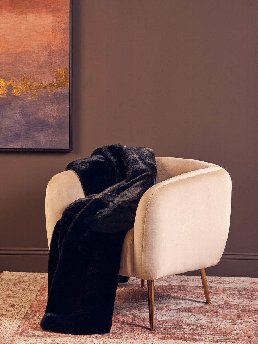 Bosie Black Faux Fur Throw | Lamina