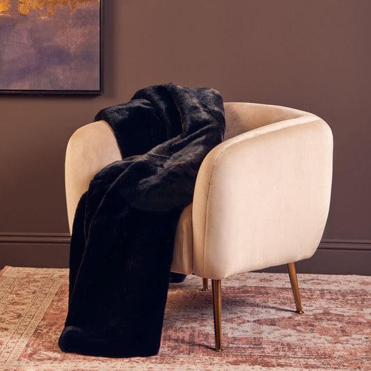 Bosie Black Faux Fur Throw | Lamina