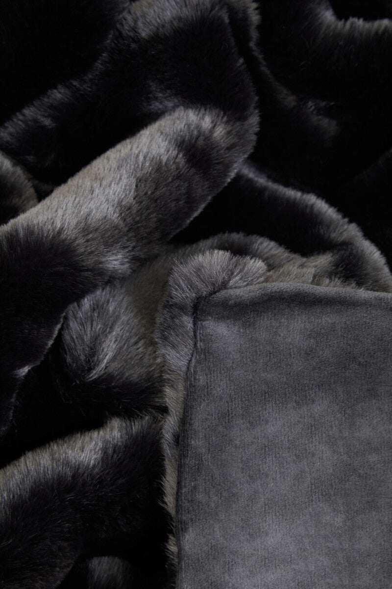 Bosie Black Faux Fur Throw | Lamina