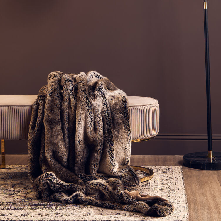 Bosie Mocha Ombre Fur Throw | Lamina