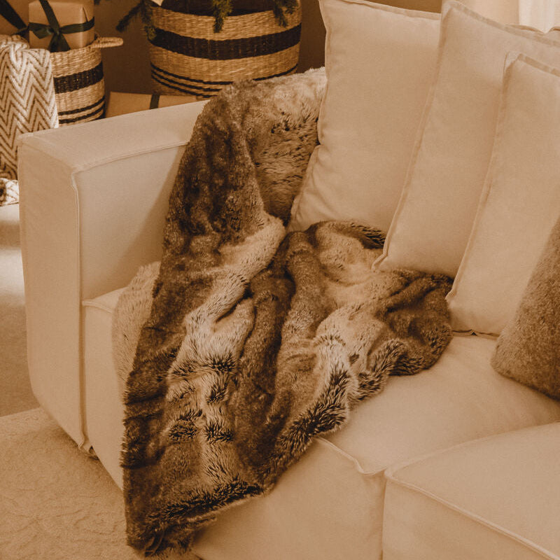 Bosie Mocha Ombre Fur Throw | Lamina