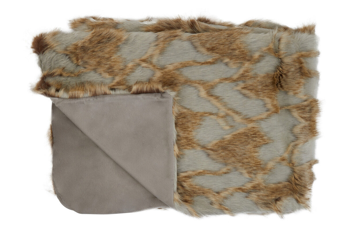 Bosie Grey and Natural Fur Throw | Lamina