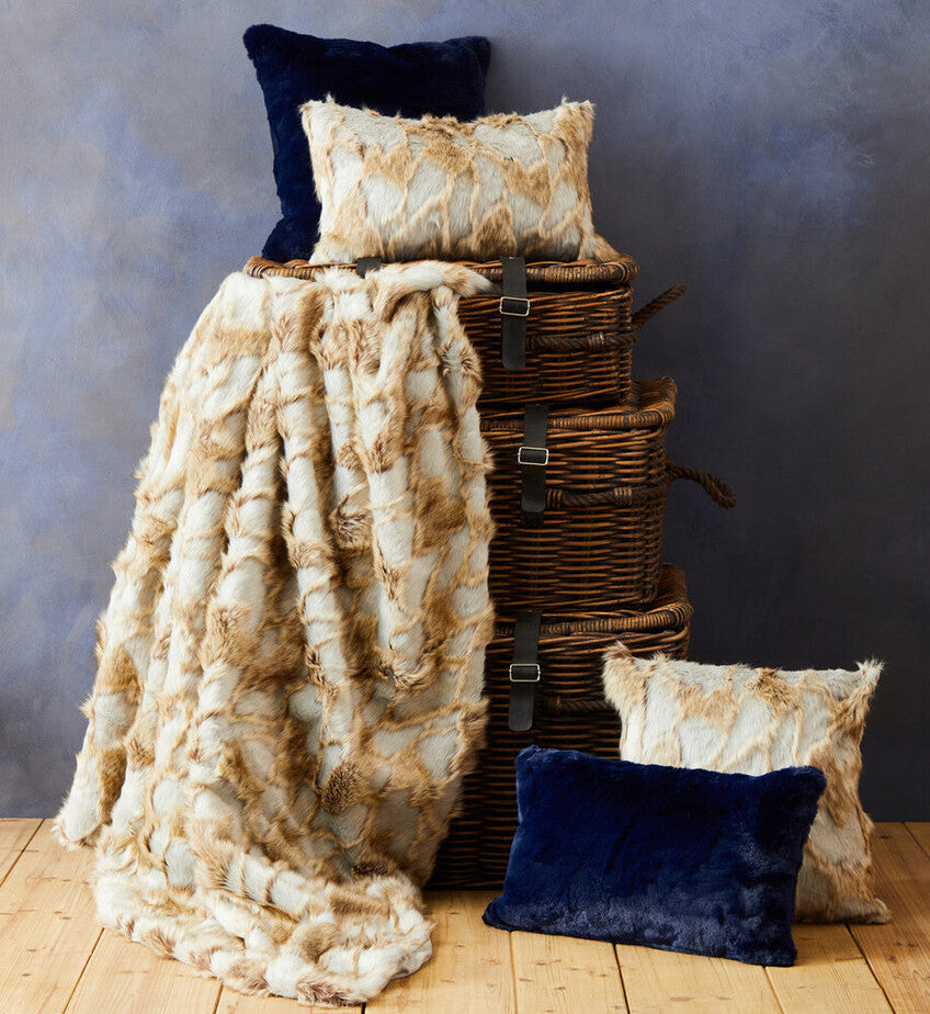 Bosie Grey and Natural Fur Throw | Lamina