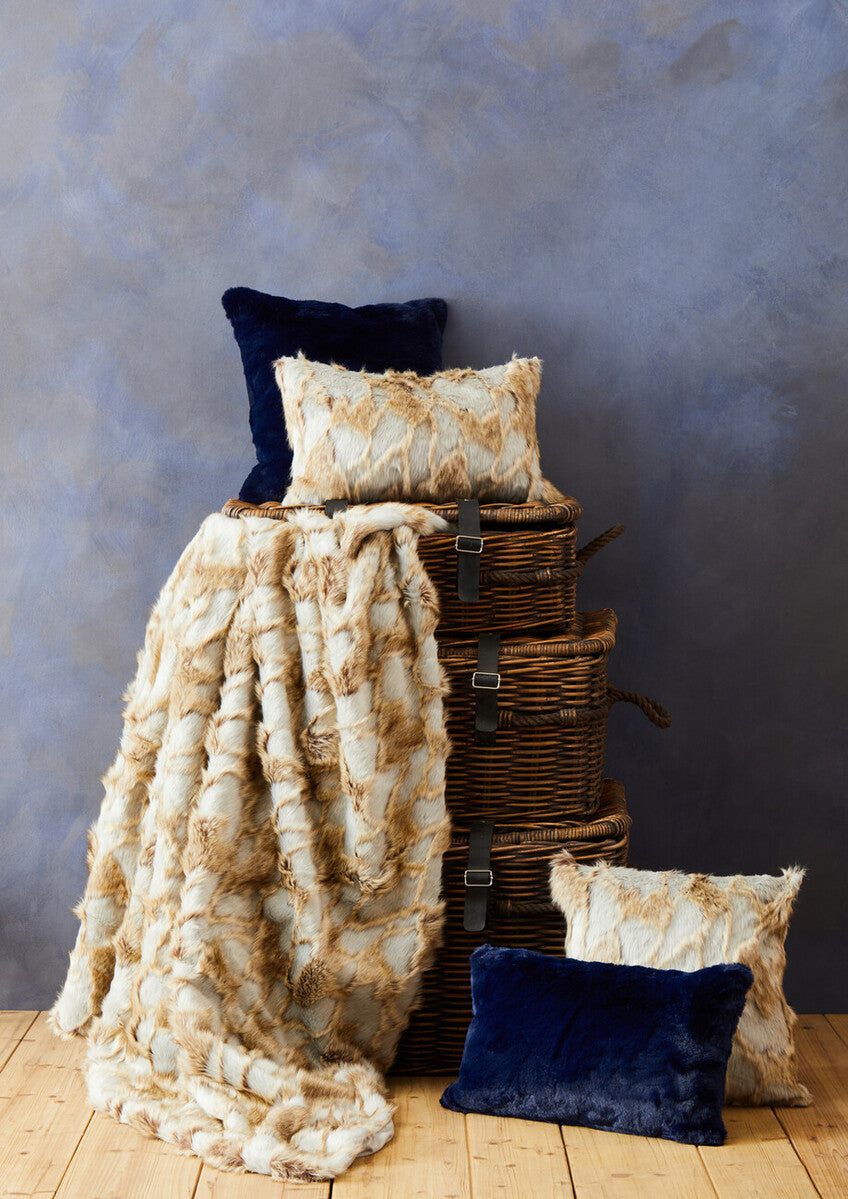 Bosie Grey and Natural Fur Throw | Lamina