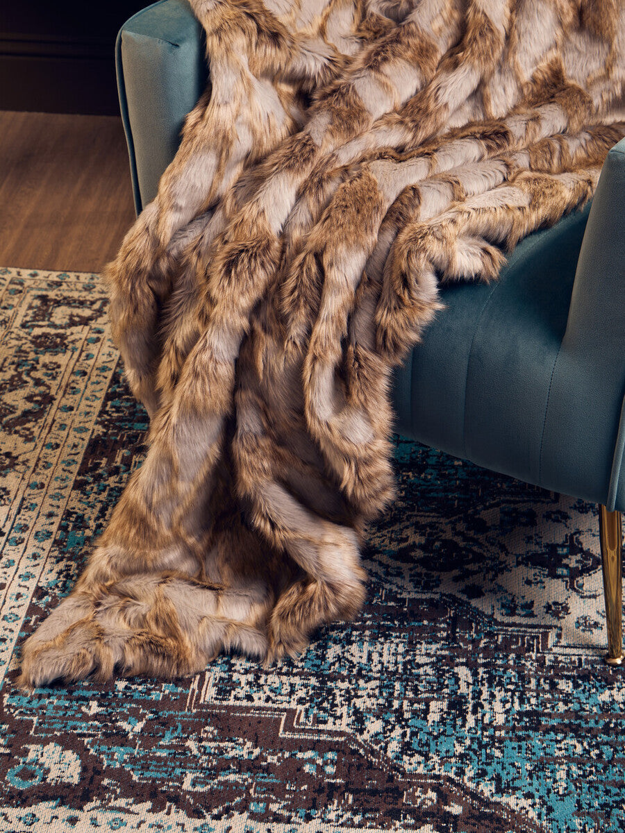 Bosie Grey and Natural Fur Throw | Lamina