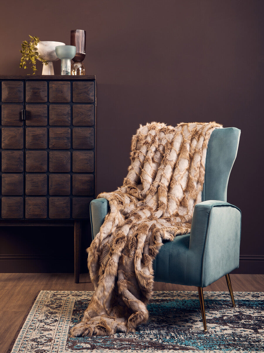 Bosie Grey and Natural Fur Throw | Lamina
