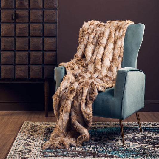 Bosie Grey and Natural Fur Throw | Lamina