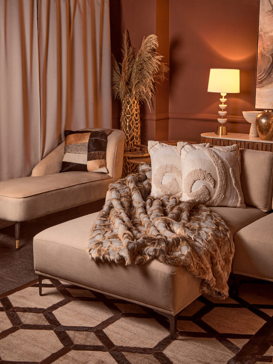 Bosie Grey and Natural Fur Throw | Lamina