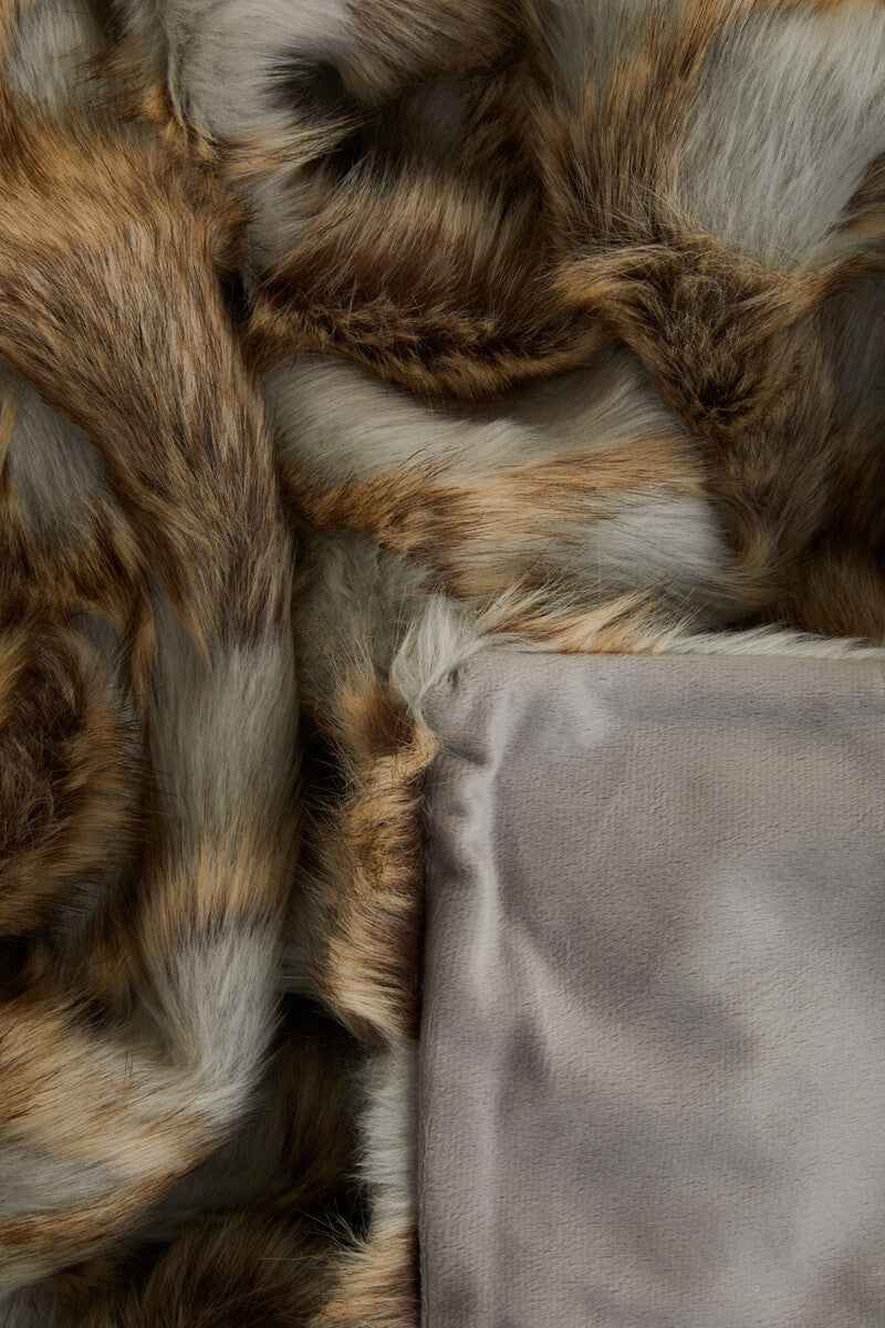 Bosie Grey and Natural Fur Throw | Lamina