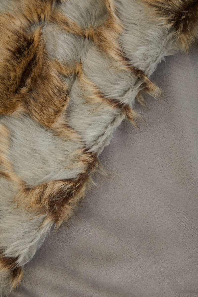 Bosie Grey and Natural Fur Throw | Lamina