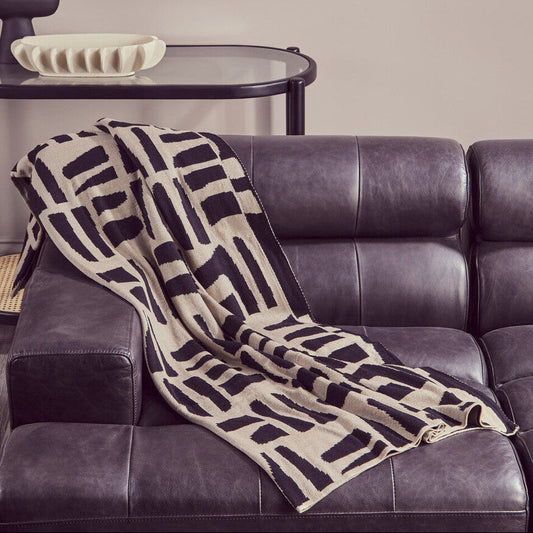 Natural and Black Throw