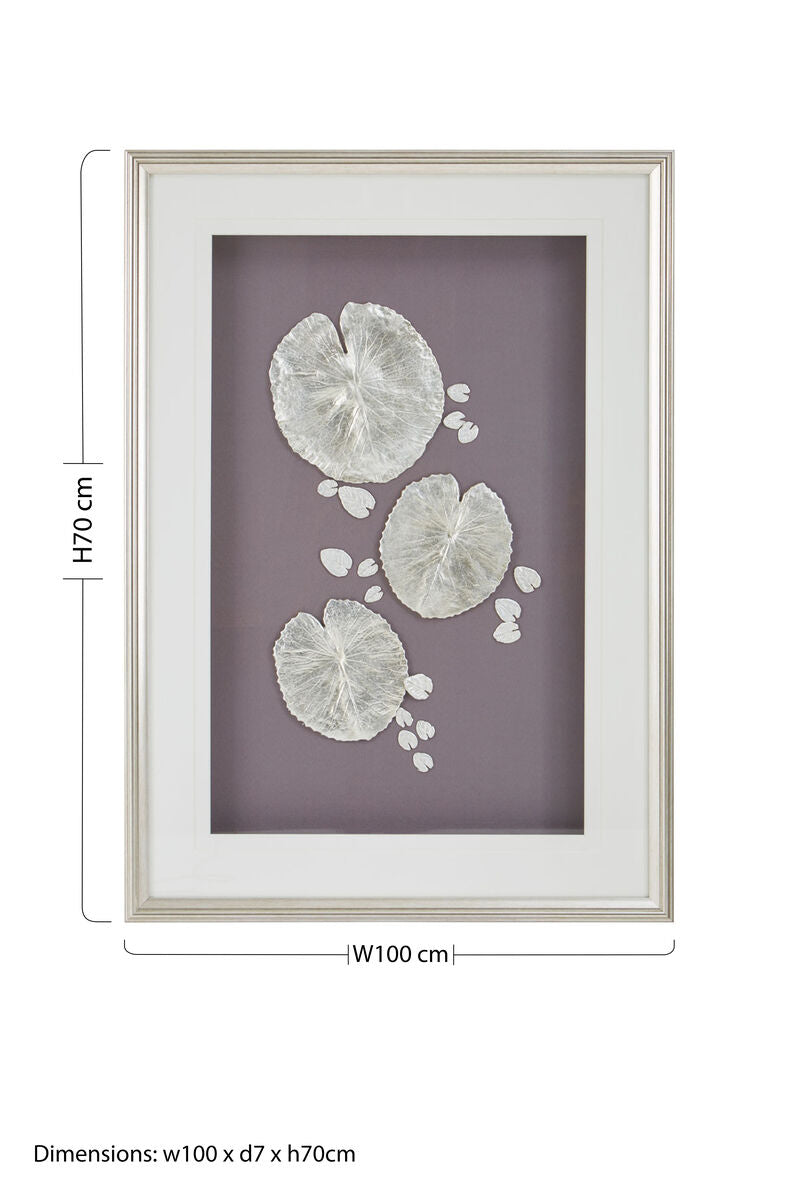 Silver Leaf Design Wall Art with Wooden Frame | Nason