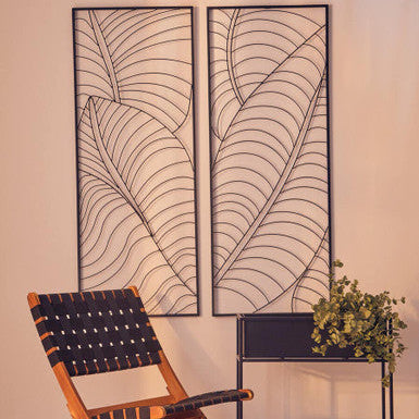 Small Black Metal Frame Leaf Design Wall Art | Trento