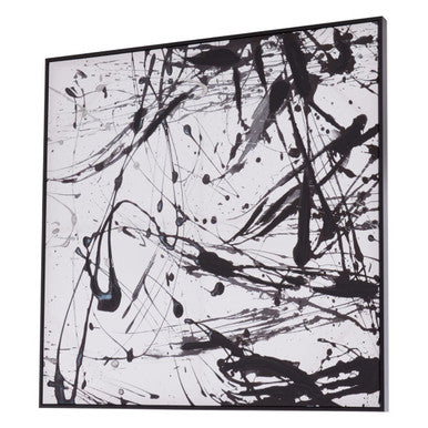 Astratto Black and White Abstract Splatter Square Wall Art