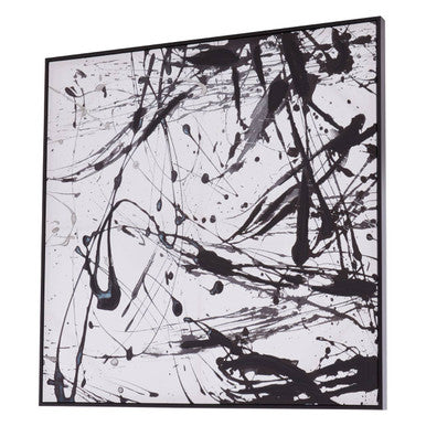 Astratto Black and White Abstract Splatter Square Wall Art