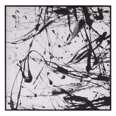 Astratto Black and White Abstract Splatter Square Wall Art