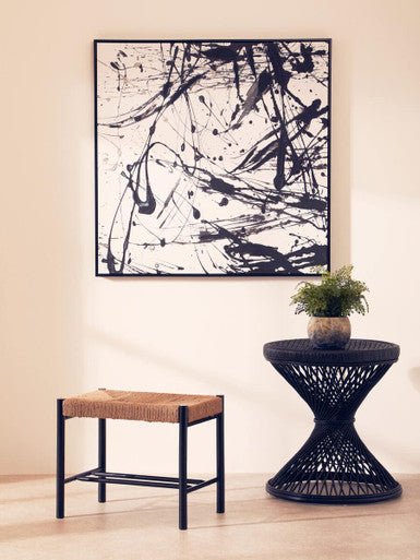 Astratto Black and White Abstract Splatter Square Wall Art