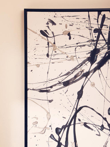 Astratto Black and White Abstract Splatter Square Wall Art