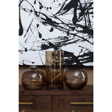 Astratto Black and White Abstract Splatter Square Wall Art
