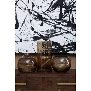 Astratto Black and White Abstract Splatter Square Wall Art