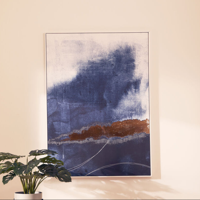 Astratto Blue and Gold Abstract Coastal Wall Art