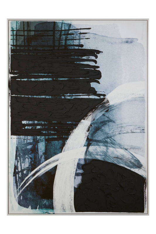 Astratto Blue and Black Brushstroke Wall Art