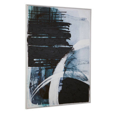 Astratto Blue and Black Brushstroke Wall Art