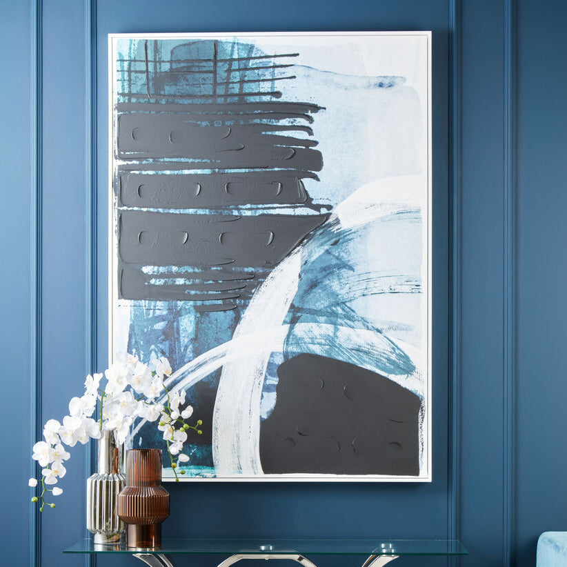 Astratto Blue and Black Brushstroke Wall Art