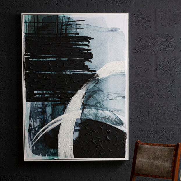 Astratto Blue and Black Brushstroke Wall Art