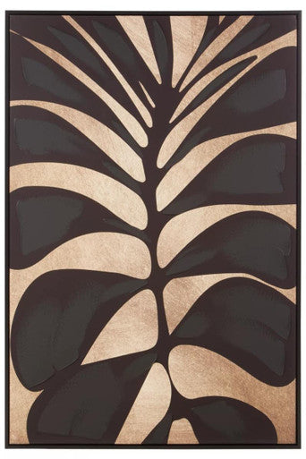 Canvas Black Leaf Design Wall Art | Astratto