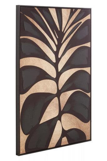 Canvas Black Leaf Design Wall Art | Astratto