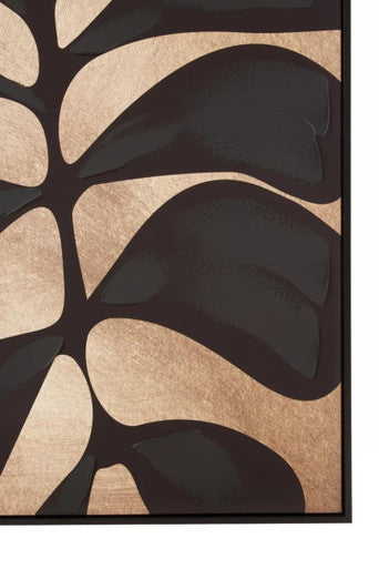 Canvas Black Leaf Design Wall Art | Astratto
